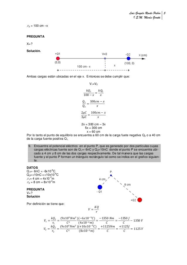 ejercicios de potencial electrico resueltos